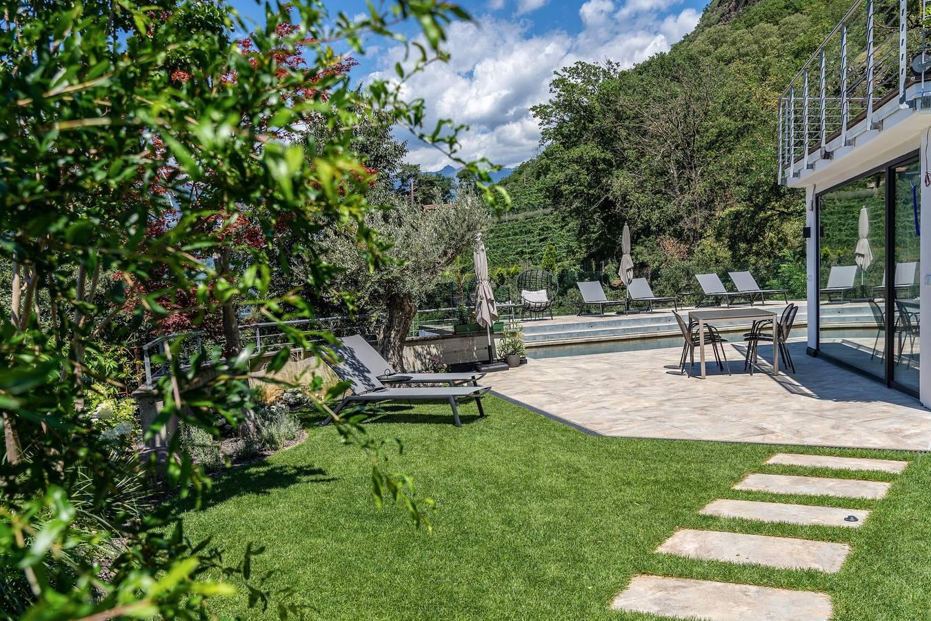 Vakantiewoning "Videre Lodge Wasserfall" met bergzicht, wifi & in Gargazon, Sarntaler Alpen, Italië voor 4 personen foto 22