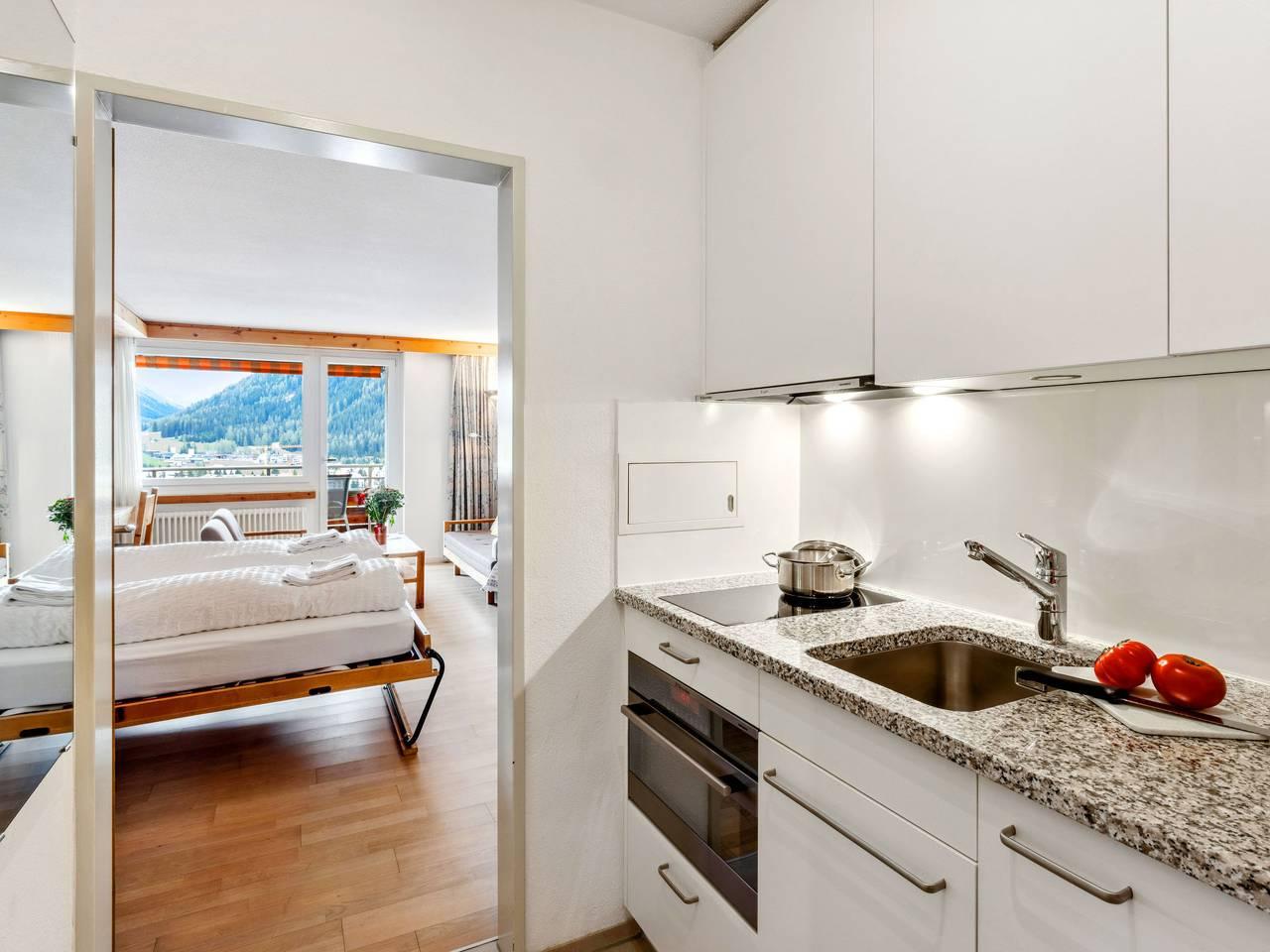 Vakantieappartement met sauna en binnenzwembad in Flüelapass, Davos, Zwitserland voor 2 personen foto 6