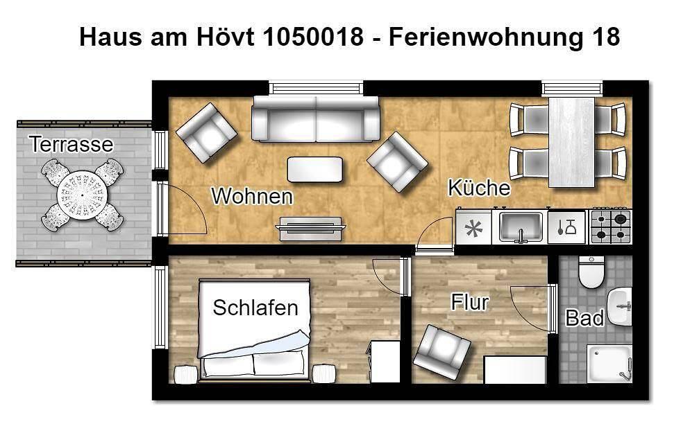 Vakantieappartement met 1 slaapkamer en terras in Göhren, Rügen, Duitsland voor 2 personen foto 23
